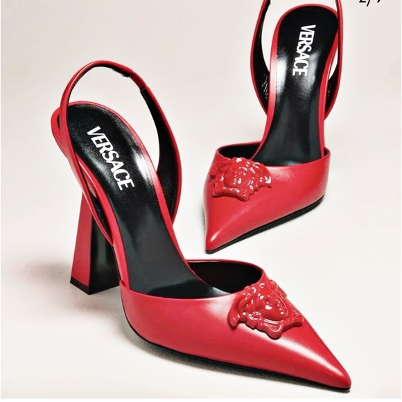Versace Shoes - NEW Versace La Medusa Slingback Pump in Red, Size 36.5 New in Box